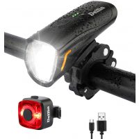 Sada cyklistických LED světel s USB nabíjením - Černá