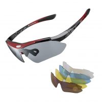 RockBros cyklistické brýle UV400 - Černo červené + náhradní čočky