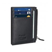 Flintronic mini kožená peněženka s RFID ochranou - Černá se zipem