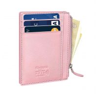 Flintronic mini kožená peněženka s RFID ochranou - Růžová se zipem