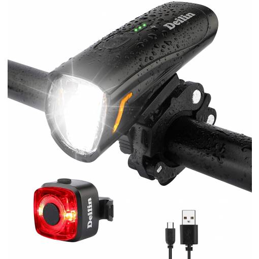 Foto - Sada cyklistických LED světel s USB nabíjením - Černá
