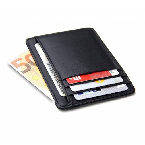 Foto - Flintronic mini kožená peněženka s RFID ochranou - Černá