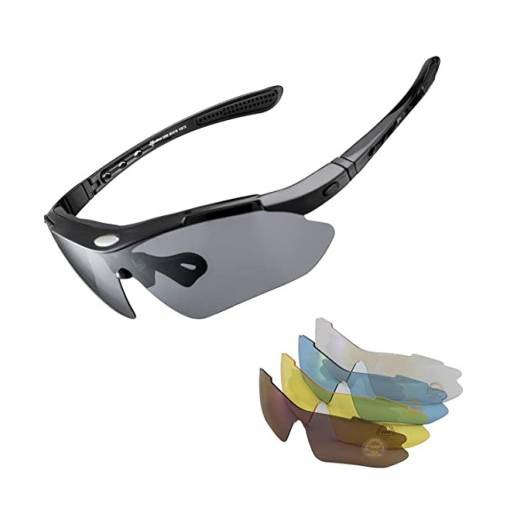 Foto - RockBros cyklistické brýle UV400 - Černé + náhradní čočky