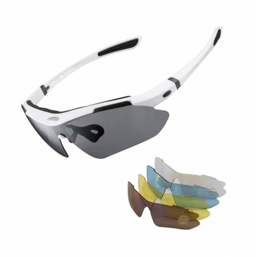 Foto - RockBros cyklistické brýle UV400 - Bílé + náhradní čočky