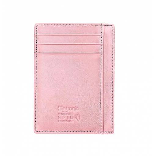 Foto - Flintronic mini kožená peněženka s RFID ochranou - Růžová
