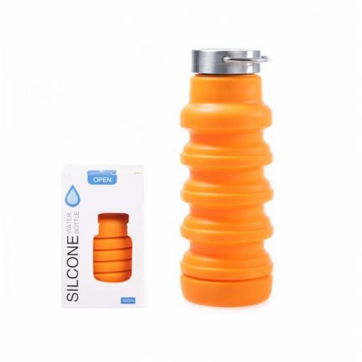 Foto - Skládací silikonová láhev 550 ml - Oranžová